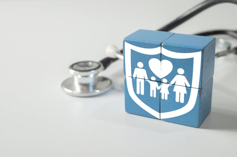 Family health insurance protection concept