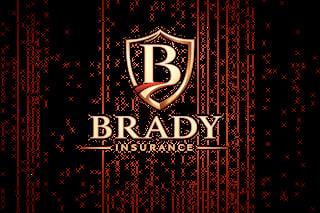 Brady Insurance logo with gold shield and letter B on dark textured background